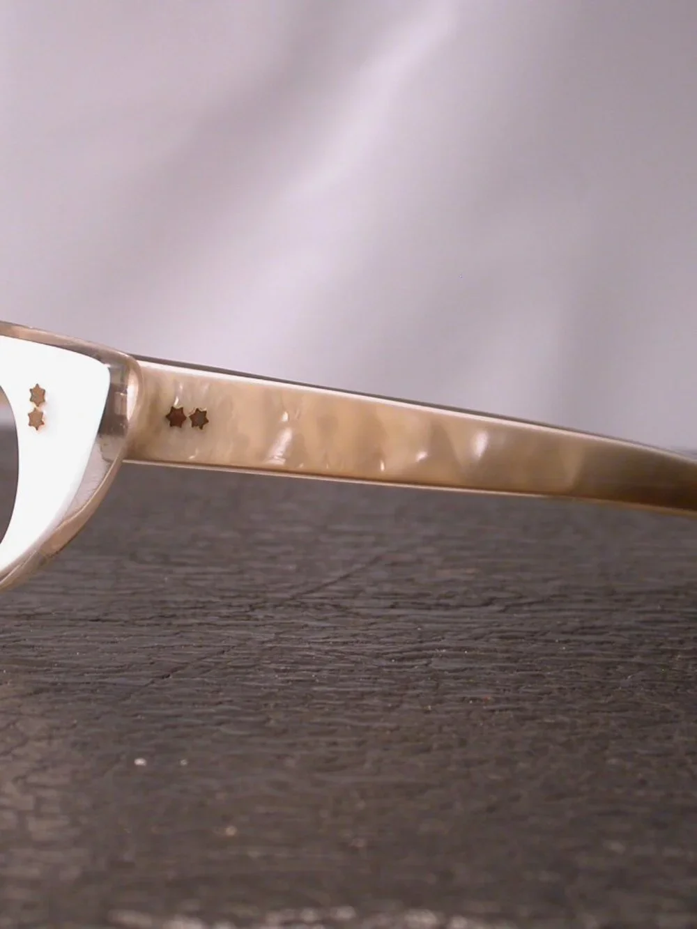 Vintage Soiree Fancy Pearl White Cat Eye Eyeglasses Frames Made In France